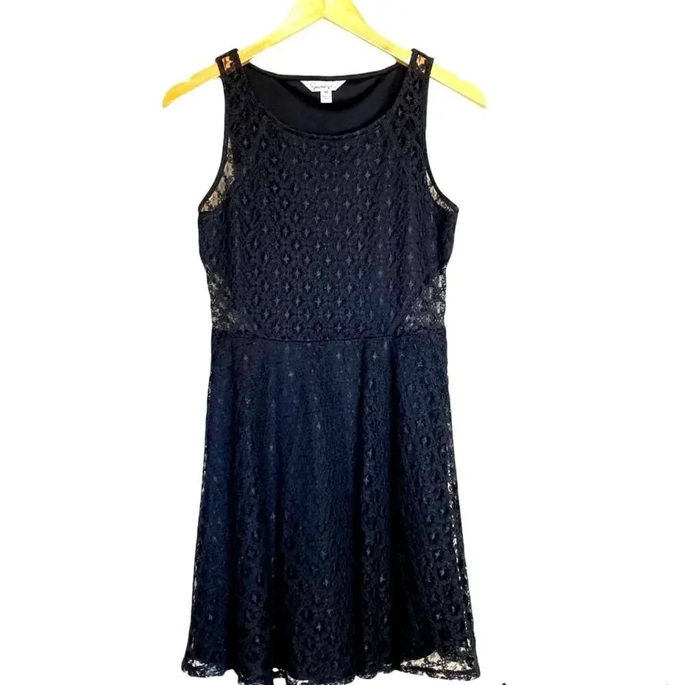 Speechless dress M sleeveless fit and flare black lace side cut out skater